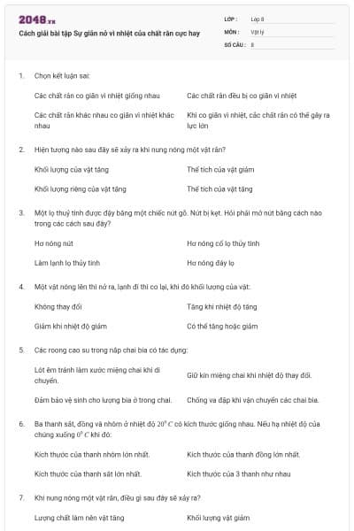 Cách giải bài tập Sự giãn nở vì nhiệt của chất rắn cực hay