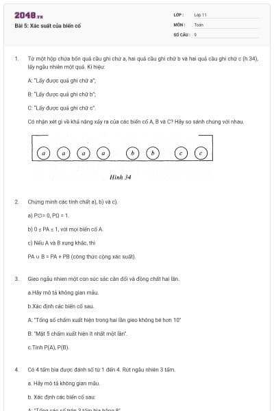 Bài 5: Xác suất của biến cố