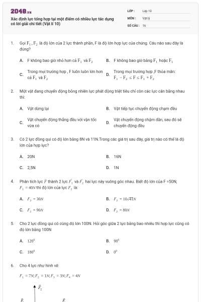 Xác định lực tổng hợp tại một điểm có nhiều lực tác dụng có lời giải chi tiết (Vật lí 10)
