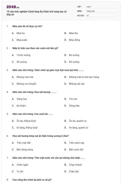 15 câu trắc nghiệm Cảnh làng Dạ Chân trời sáng tạo có đáp án