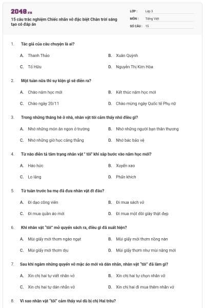 15 câu trắc nghiệm Chiếc nhãn vở đặc biệt Chân trời sáng tạo có đáp án