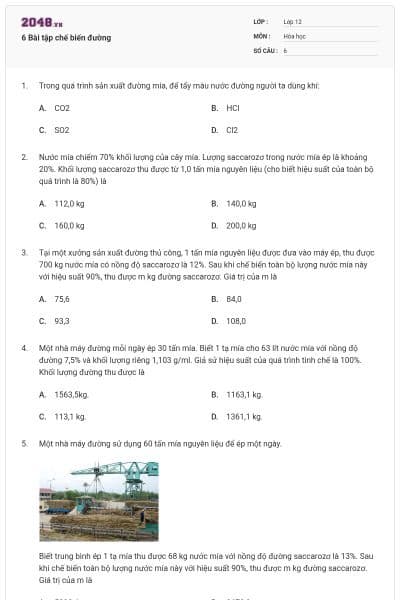 6 Bài tập chế biến đường