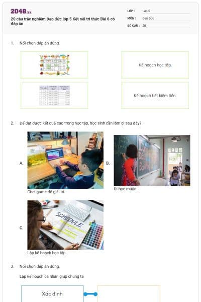 20 câu trắc nghiệm Đạo đức lớp 5 Kết nối tri thức Bài 6 có đáp án