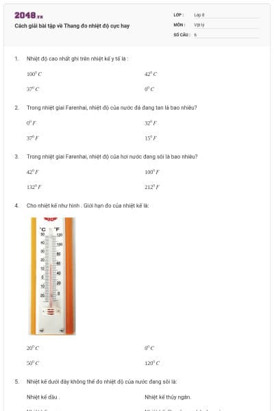 Cách giải bài tập về Thang đo nhiệt độ cực hay