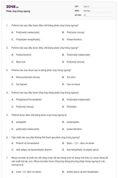 Phản ứng trùng ngưng