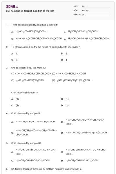 2.3. Xác định số đipeptit. Xác định số tripeptit