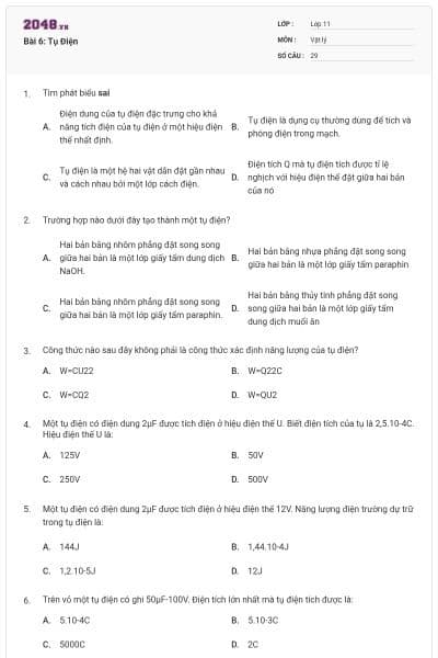 Bài 6: Tụ Điện