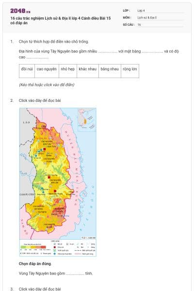 16 câu trắc nghiệm Lịch sử & Địa lí lớp 4 Cánh diều Bài 15 có đáp án