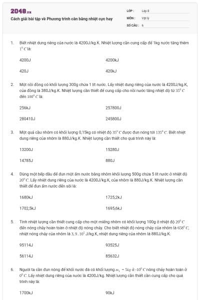Cách giải bài tập về Phương trình cân bằng nhiệt cực hay