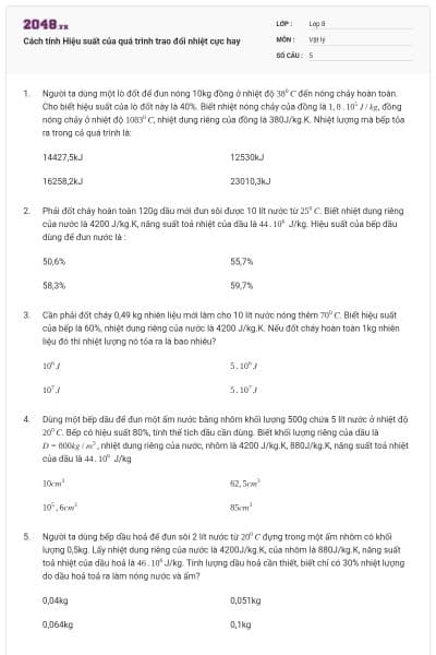 Cách tính Hiệu suất của quá trình trao đổi nhiệt cực hay