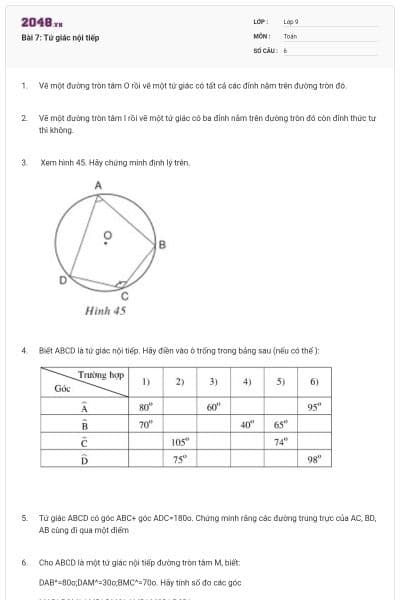 Bài 7: Tứ giác nội tiếp