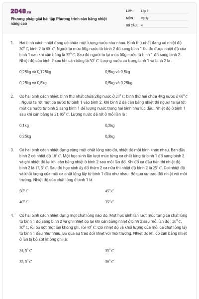 Phương pháp giải bài tập Phương trình cân bằng nhiệt nâng cao