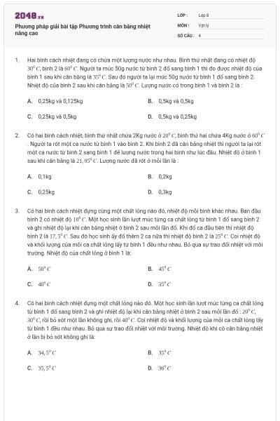 Phương pháp giải bài tập Phương trình cân bằng nhiệt nâng cao