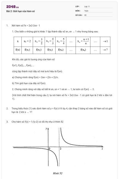 Bài 2: Giới hạn của hàm số