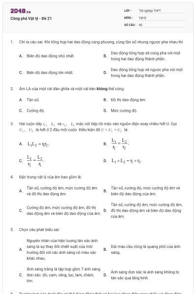 Công phá Vật lý - Đề 21