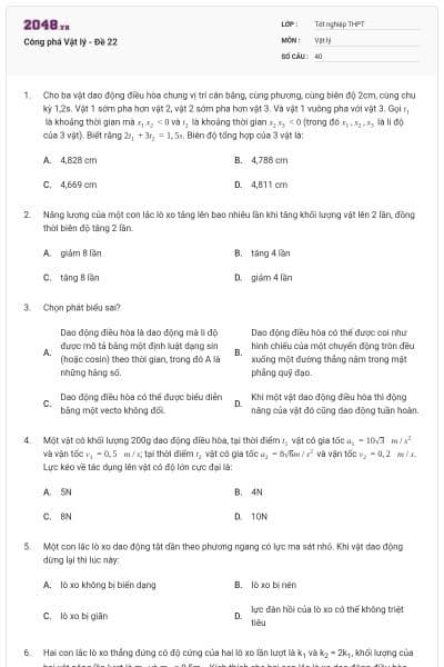Công phá Vật lý - Đề 22