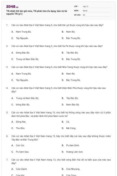 TN nhiệt đới ẩm gió mùa, TN phân hóa đa dạng, bảo vệ tài nguyên TN (p1)