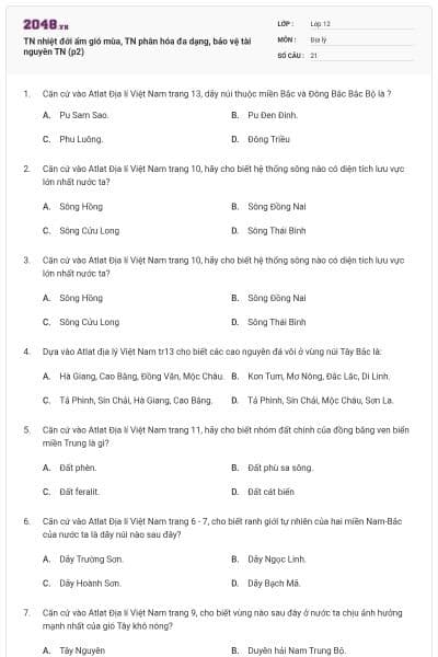 TN nhiệt đới ẩm gió mùa, TN phân hóa đa dạng, bảo vệ tài nguyên TN (p2)