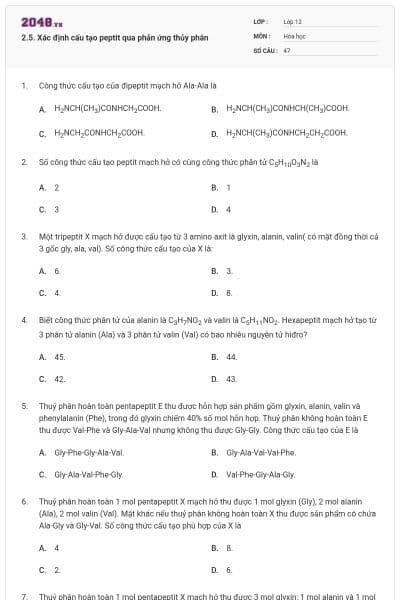 2.5. Xác định cấu tạo peptit qua phản ứng thủy phân