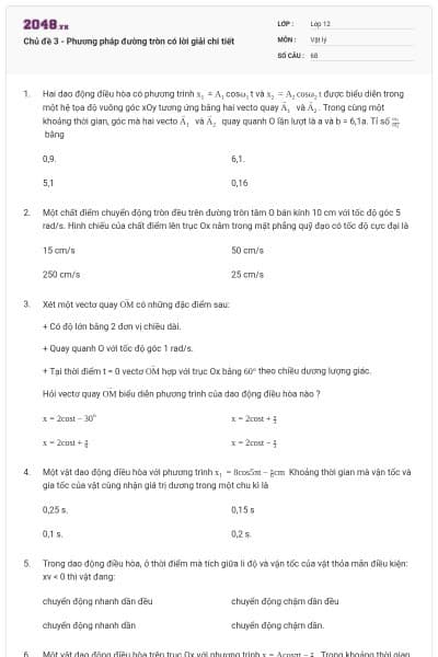 Chủ đề 3 - Phương pháp đường tròn có lời giải chi tiết