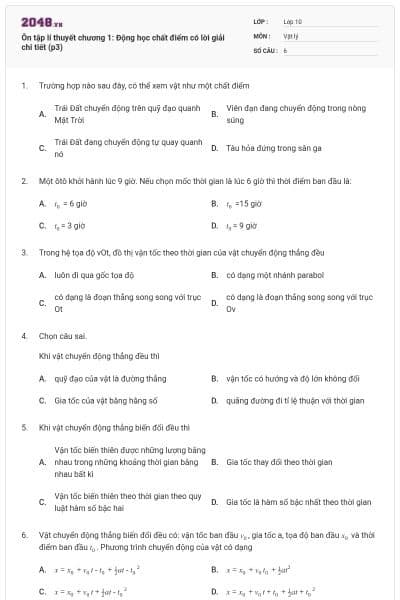 Ôn tập lí thuyết chương 1: Động học chất điểm có lời giải chi tiết (p3)