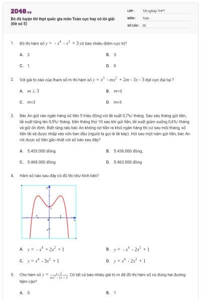 Bô đề luyện thi thpt quốc gia môn Toán cực hay có lời giải (Đề số 5)