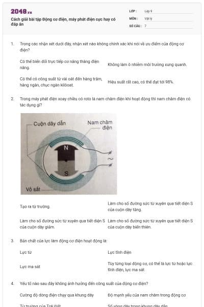 Cách giải bài tập Động cơ điện, máy phát điện cực hay có đáp án