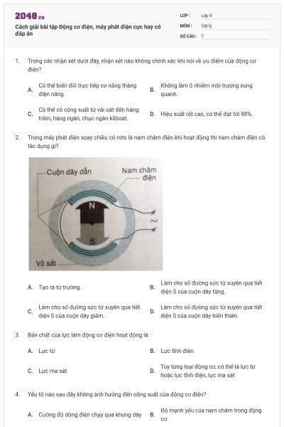 Cách giải bài tập Động cơ điện, máy phát điện cực hay có đáp án