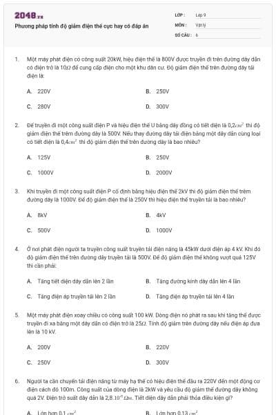 Phương pháp tính độ giảm điện thế cực hay có đáp án