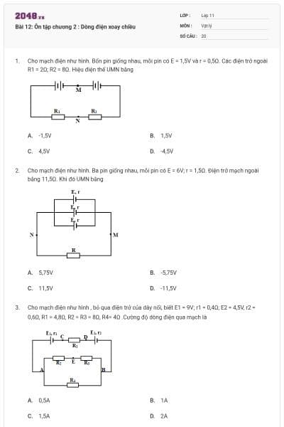 Bài 12: Ôn tập chương 2 : Dòng điện xoay chiều