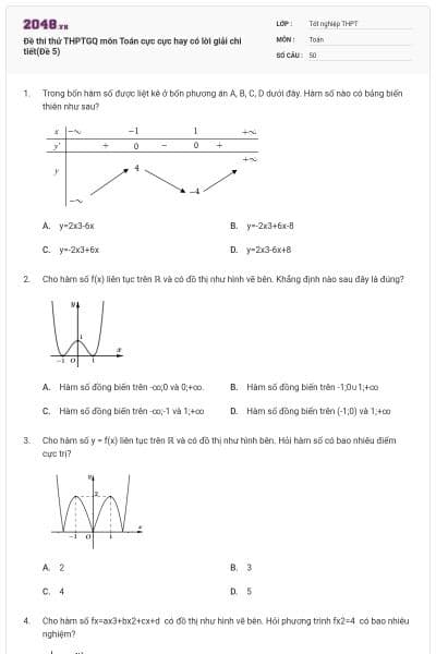 Đề thi thử THPTGQ môn Toán cực cực hay có lời giải chi tiết(Đề 5)