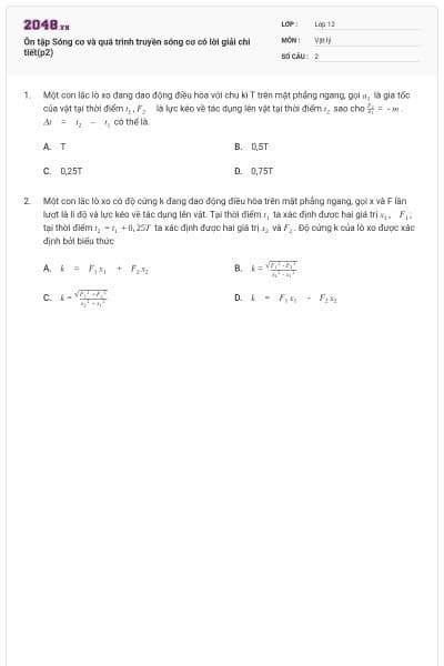 Ôn tập Sóng cơ và quá trình truyền sóng cơ có lời giải chi tiết(p2)