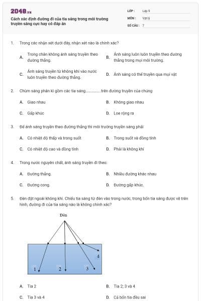 Cách xác định đường đi của tia sáng trong môi trường truyền sáng cực hay có đáp án