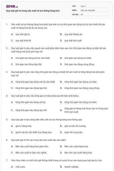 Quy luật giá trị trong sản xuất và lưu thông hàng hoá