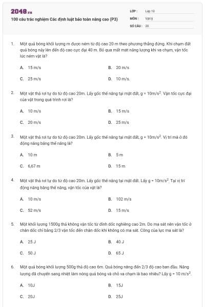 100 câu trắc nghiệm Các định luật bảo toàn nâng cao (P3)
