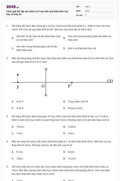 Cách giải bài tập xác định vị trí của ảnh qua thấu kính cực hay có đáp án
