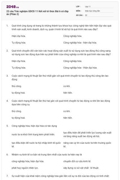 22 câu Trắc nghiệm GDCD 11 Kết nối tri thức Bài 6 có đáp án (Phần 2)