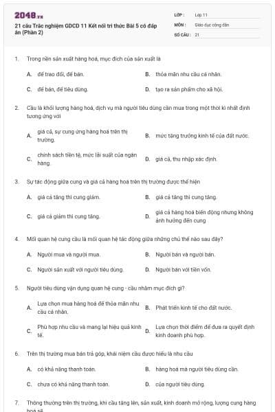 21 câu Trắc nghiệm GDCD 11 Kết nối tri thức Bài 5 có đáp án (Phần 2)