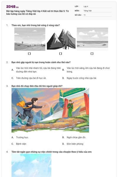 Bài tập hàng ngày Tiếng Việt lớp 4 Kết nối tri thức Bài 5: Tờ báo tường của tôi có đáp án
