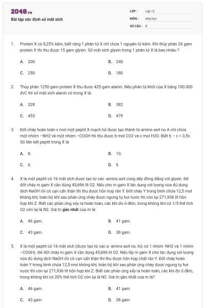 Bài tập xác định số mắt xích