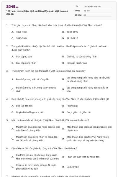 100+ câu trắc nghiệm Lịch sử Đảng Cộng sản Việt Nam có đáp án