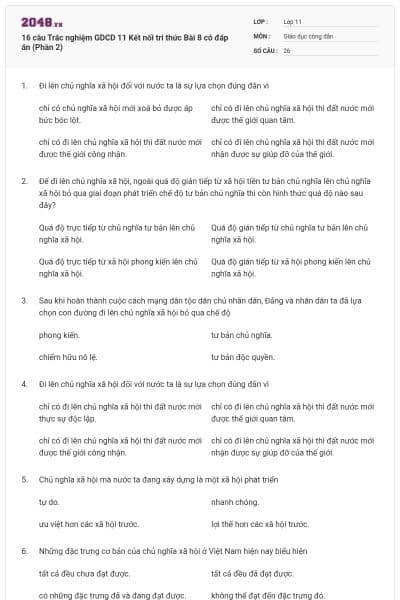 16 câu Trắc nghiệm GDCD 11 Kết nối tri thức Bài 8 có đáp án (Phần 2)