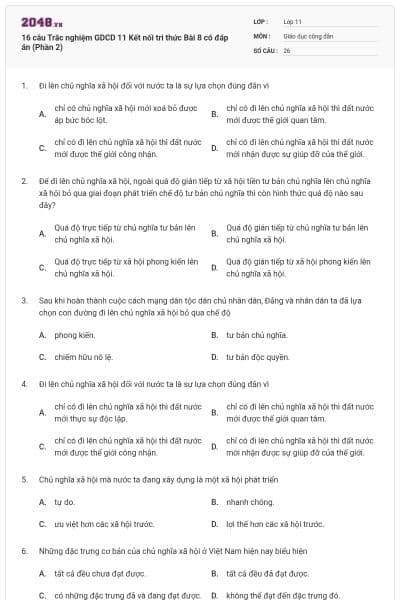 16 câu Trắc nghiệm GDCD 11 Kết nối tri thức Bài 8 có đáp án (Phần 2)