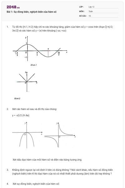 Bài 1: Sự đồng biến, nghịch biến của hàm số