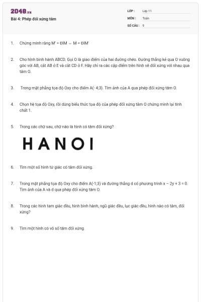 Bài 4: Phép đối xứng tâm