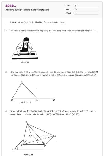 Bài 1: Đại cương về đường thẳng và mặt phẳng