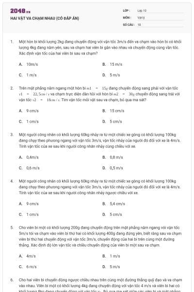 HAI VẬT VA CHẠM NHAU (CÓ ĐÁP ÁN)