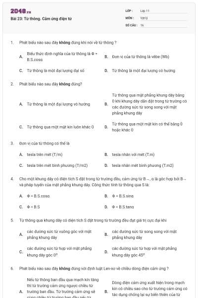 Bài 23: Từ thông. Cảm ứng điện từ