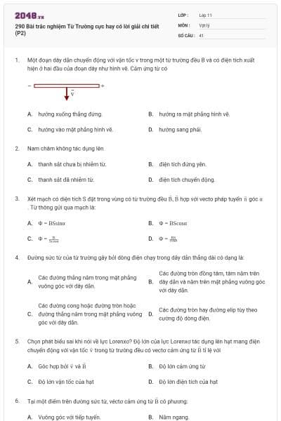 290 Bài trắc nghiệm Từ Trường cực hay có lời giải chi tiết (P2)