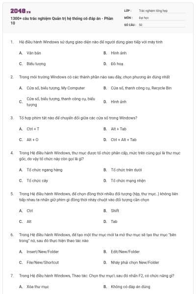 1300+ câu trắc nghiệm Quản trị hệ thống có đáp án - Phần 10